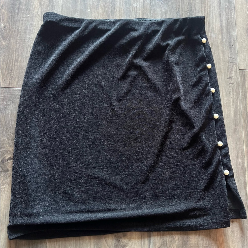 Princess Polly Black Mini Skirt with Pearl Details Size 10